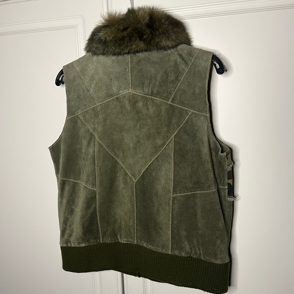 Wilsons Leather Suede Patchwork Camo Vest w/ Faux Fur Collar - Picture 12 of 12